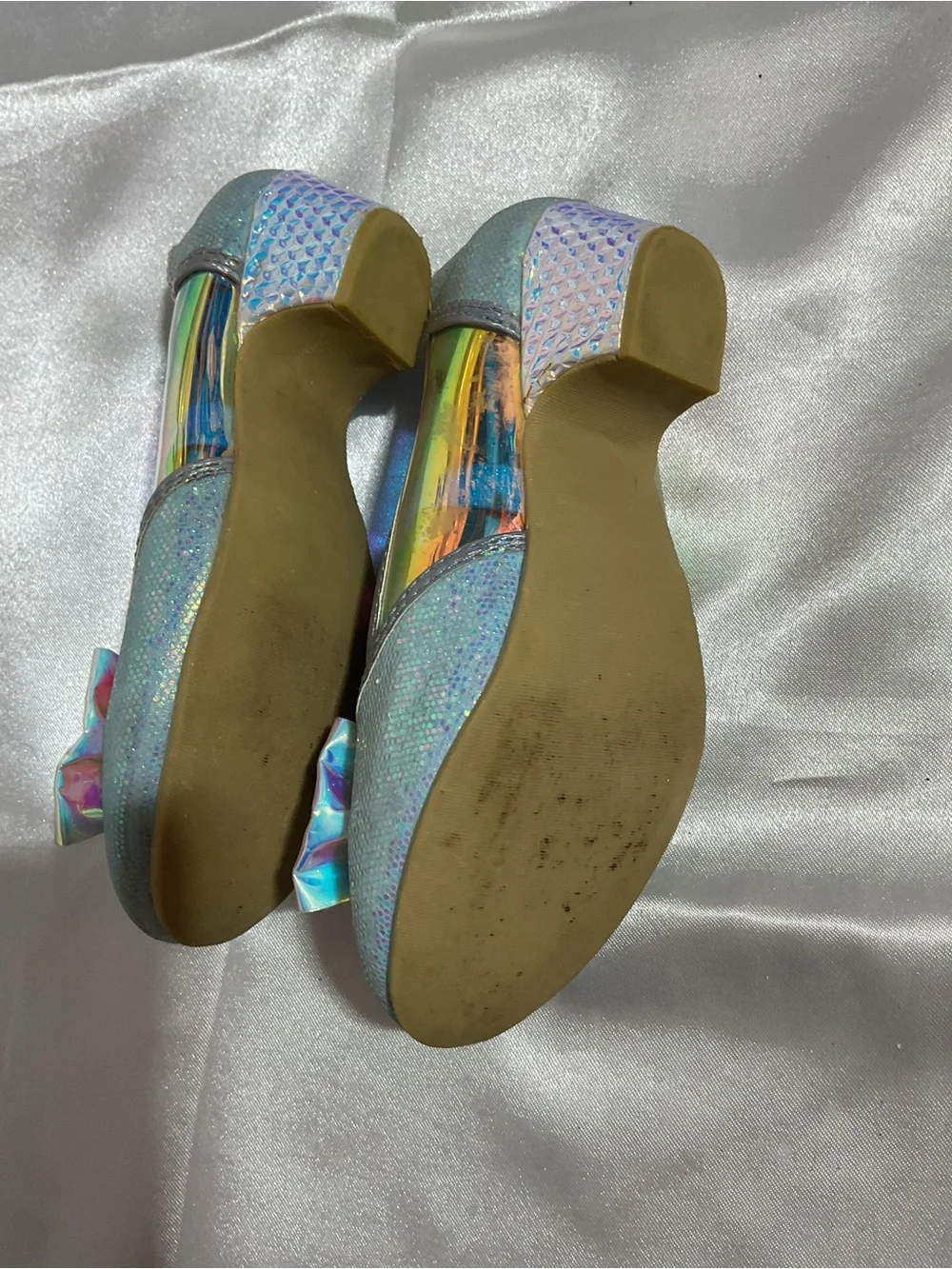 Girls' Frozen-Themed Light Blue Iridescent Ballet Flats